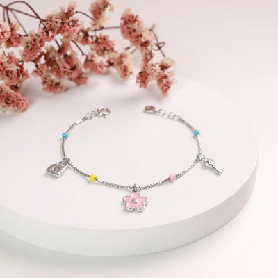 Floral Lock And Key Baby Bracelet