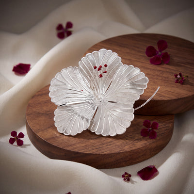 Pure Silver Hibiscus Flower {Large}